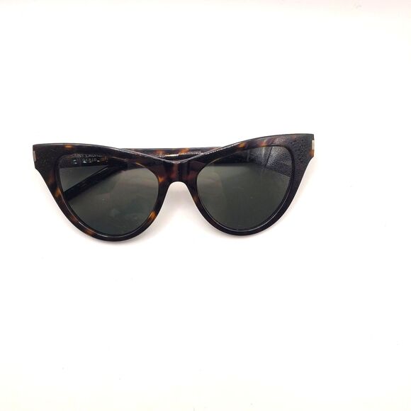 Saint Laurent SL425 Sunglasses Havana Tortoiseshell Cat Eye Green Lens 54mm YSL